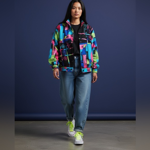 Vintage art to wear retro 80’s bomber Jacket 12 - Picture 5 of 16